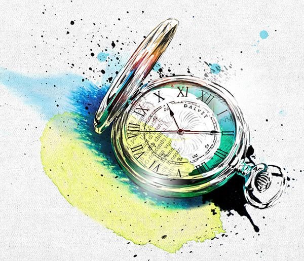Часы Акварельная иллюстрация