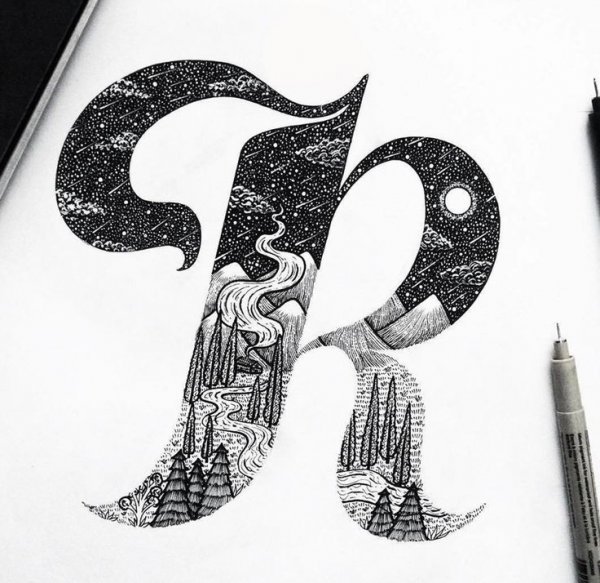 Шрифты тушью