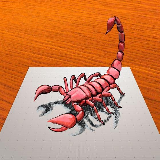 Скорпион 3д рисунок