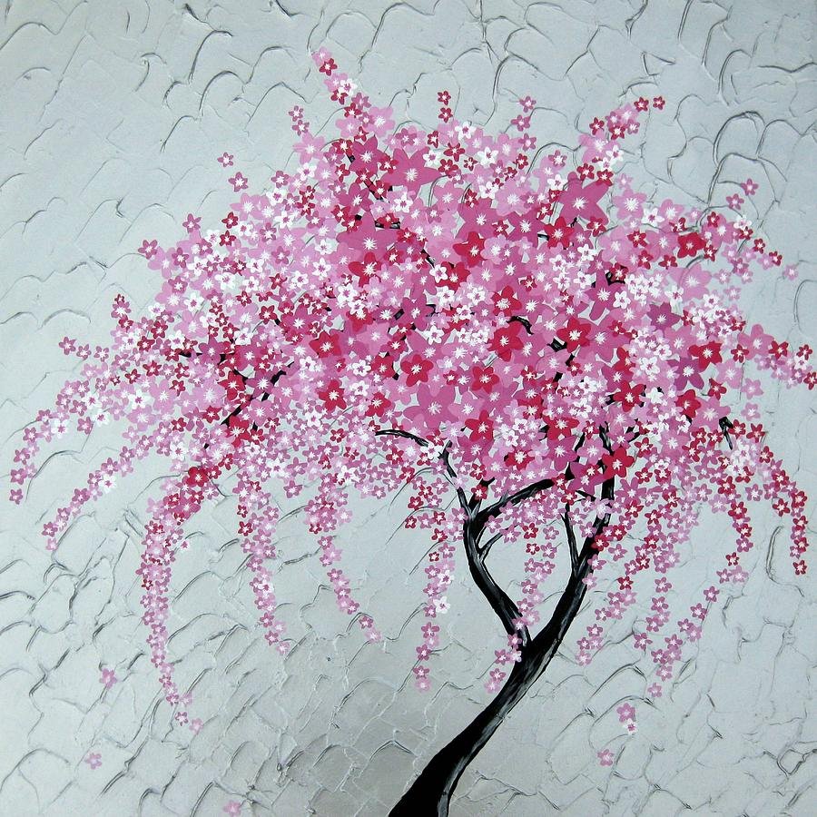 Рисование сакуры. Дерево Сакуры акрилом. Сакура фломастерами. Пуантилизм цветы Сакуры. Сакура рисунок.