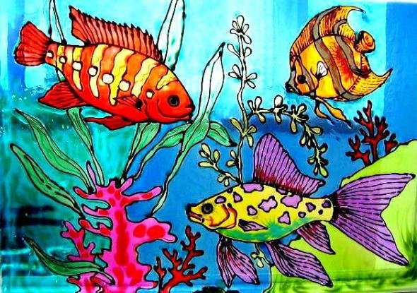 Красивые рыбки в аквариуме рисование