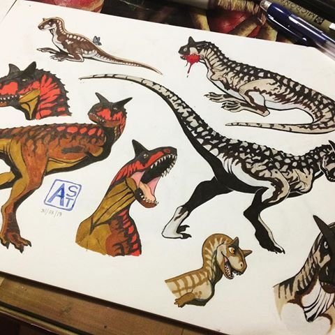 Динозавр фломастерами