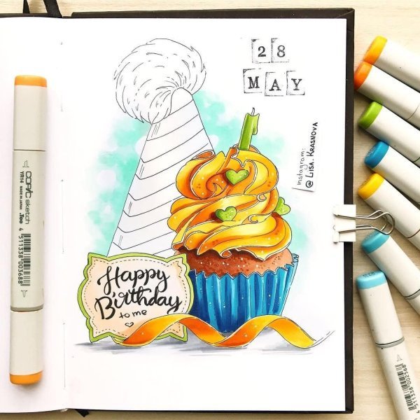 Летние скетчи маркерами