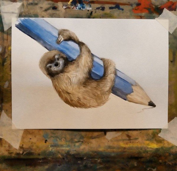 Ленивец гуашью