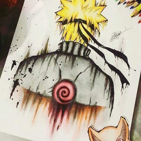 Наруто арт карандашом цветной