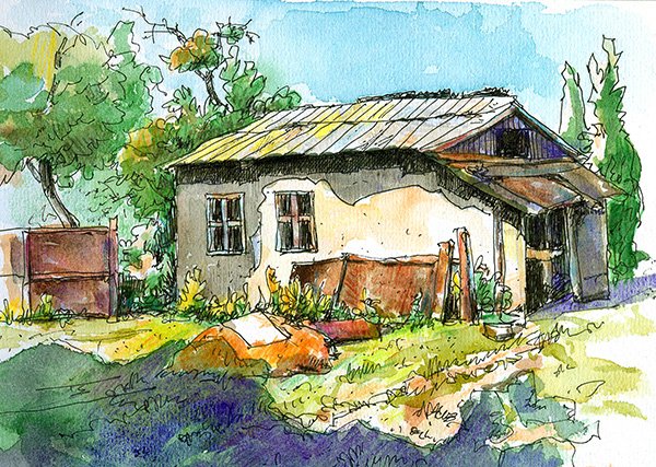 Скетчинг деревня