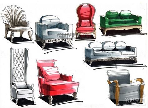 Кресло рисунок маркерами