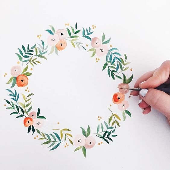 Акварельный орнамент из цветов