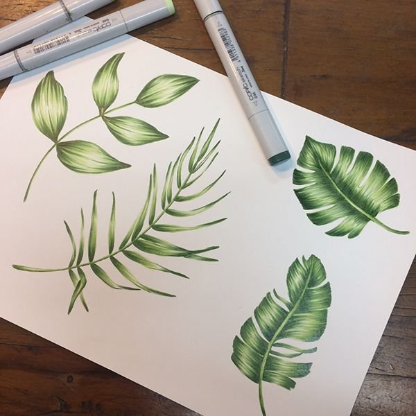 Скетч шишки маркерами