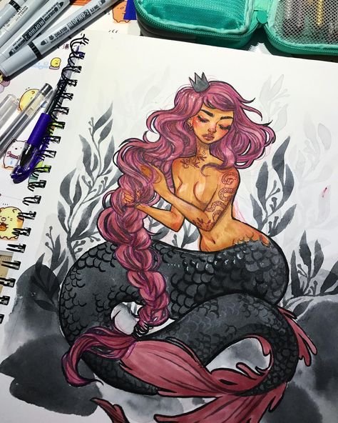 Русалка рисунок маркерами (50 фото)