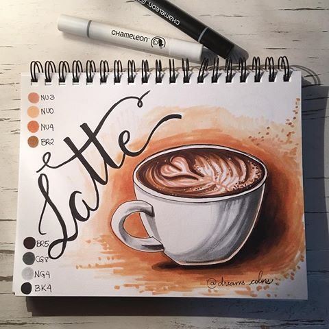 Скетчинг маркерами кофе
