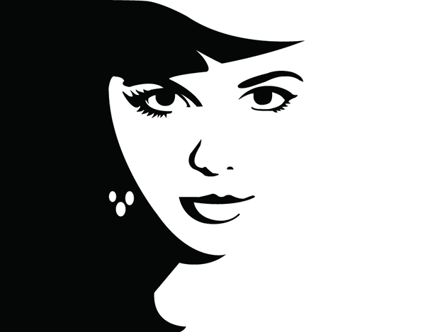 Портреты девушек черным маркером