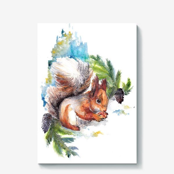 Белочка рисует на холсте