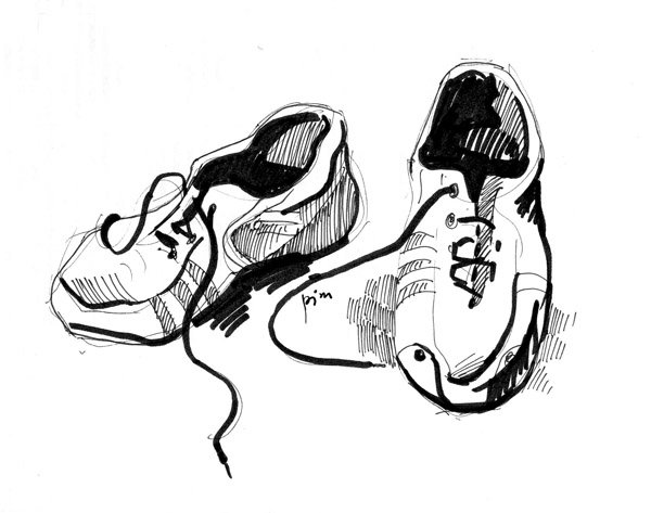 Набросок обуви маркером