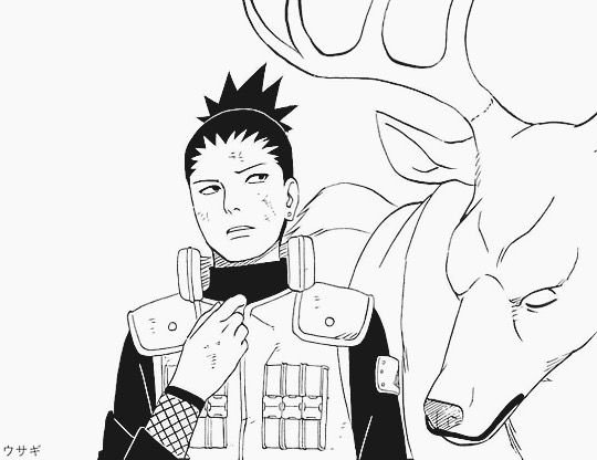 Шикамару Нара черно белое