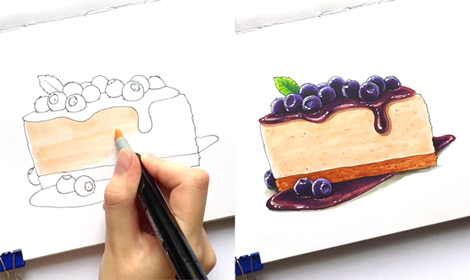 Чизкейк нарисовать маркерами