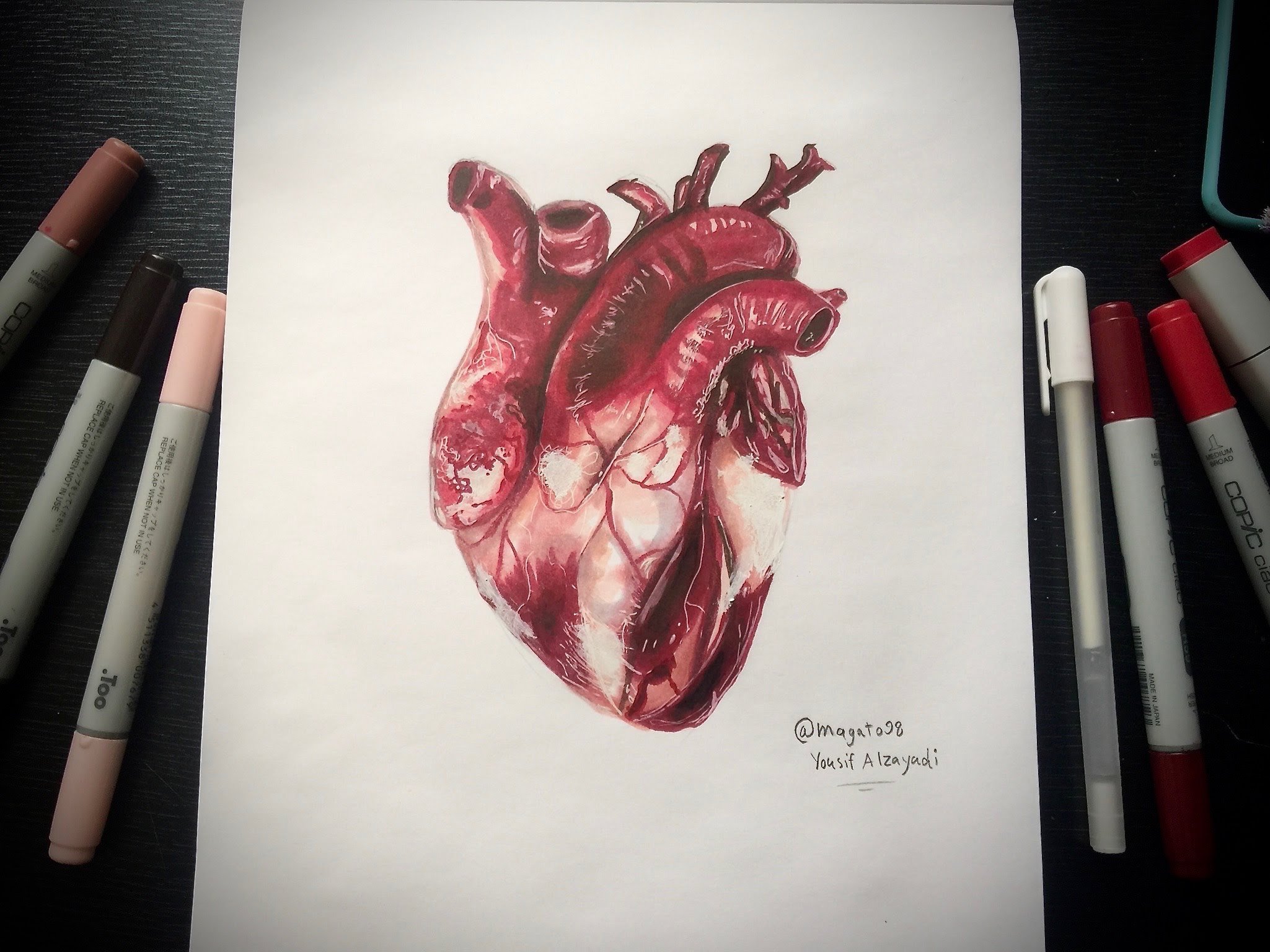 Сердце человека маркерами