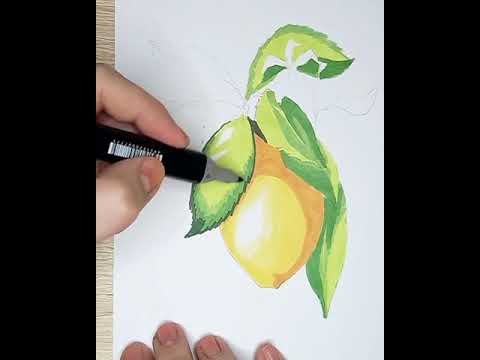 Лимон рисунок маркерами