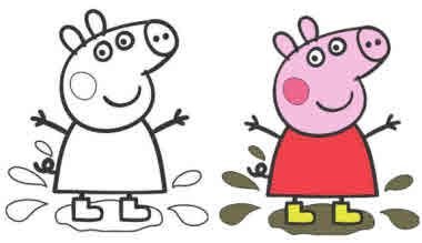 Свинка Пеппа раскраска по образцу