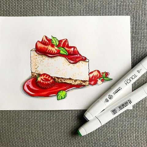 Рисунки скетч маркерами еда