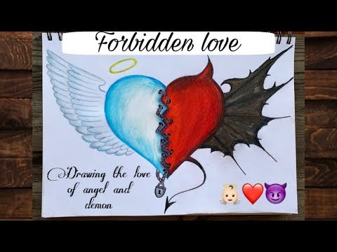 Нарисовать сердце демона и ангела