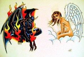 Рисунки маркерами ангел и демон