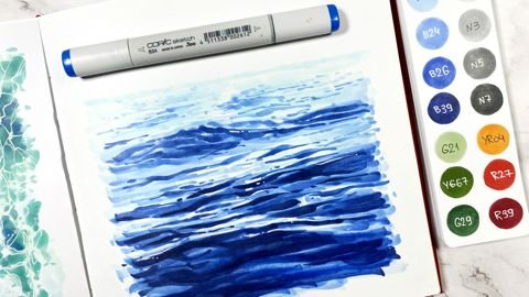 Вода цветными карандашами