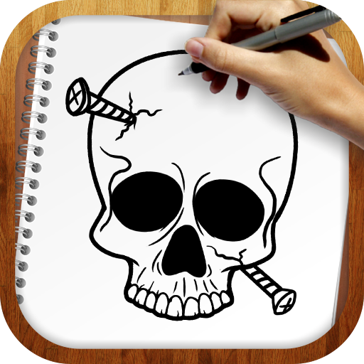 Тату череп маркером