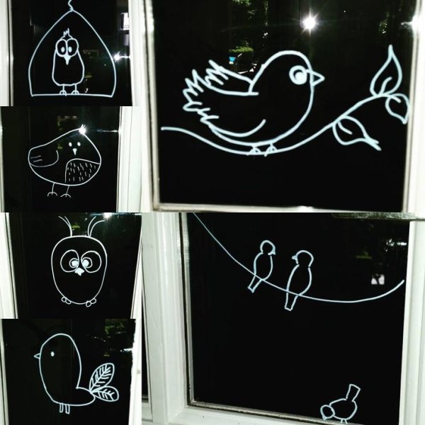 Рисунки на окнах к новому году