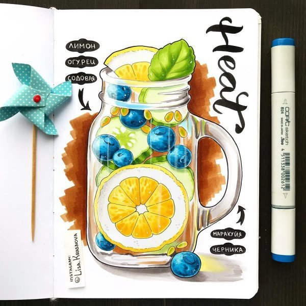 Рисунки для скетчбука коктейли