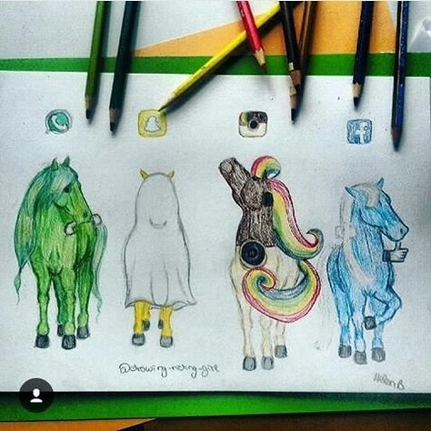 Рисунок коня маркерами