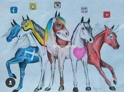 Скетчи акварелью лошади