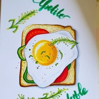 Яичница рисунок маркерами