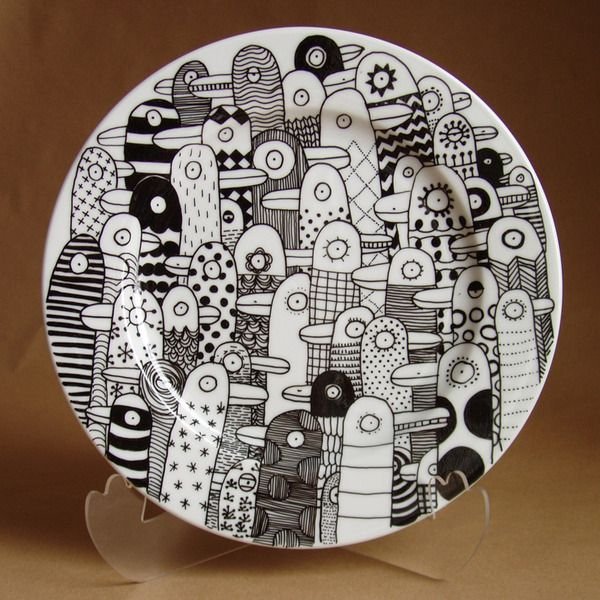 Роспись тарелок маркерами