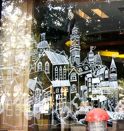 Новогодние витрины маркером