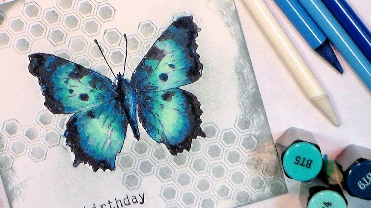 Цветными маркерами бабочка