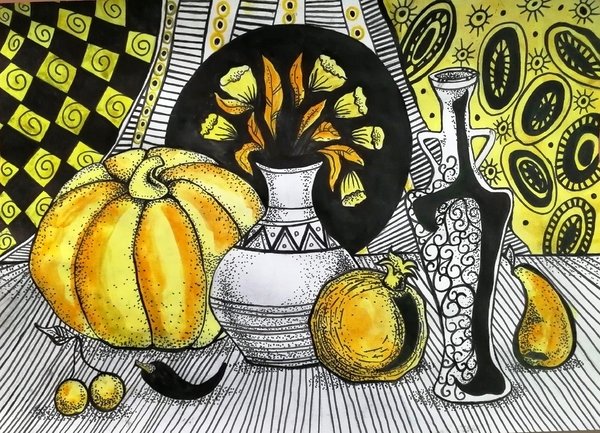 Декоративный графический натюрморт