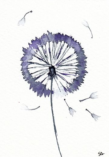 Одуванчики акварелью