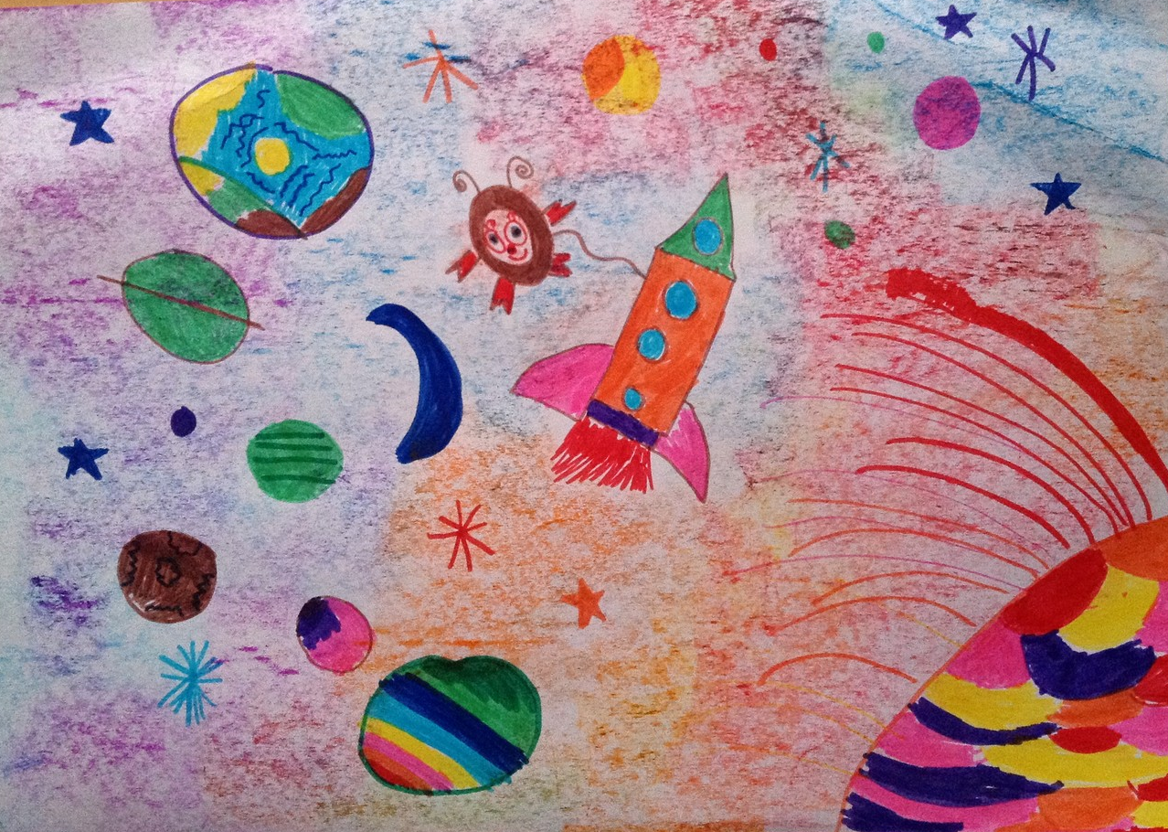 Космос рисунок. Рисование для детей космос. Детские рисунки на тему космос. Детские рисунки про космос.
