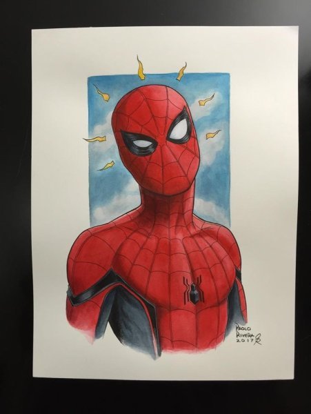 Нарисовать человека паука фломастерами