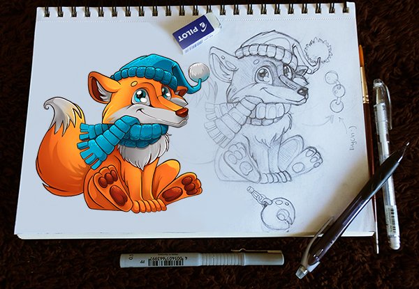 Рисунки маркерами мишка