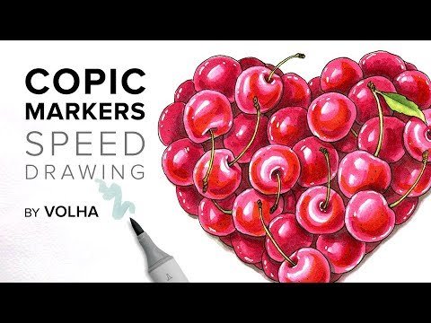 Вишня рисунок фломастерами тоуч