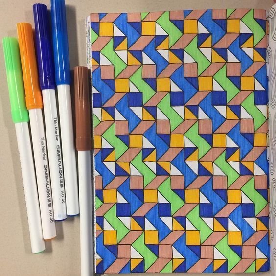 Рисунки по клеточкам цветными ручками