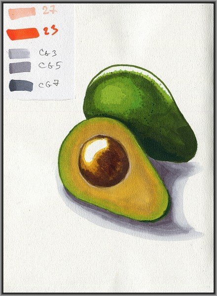 Авокадо рисунок маркерами