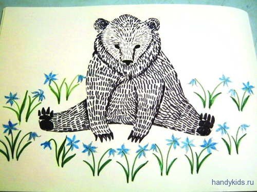 Штриховка медведь