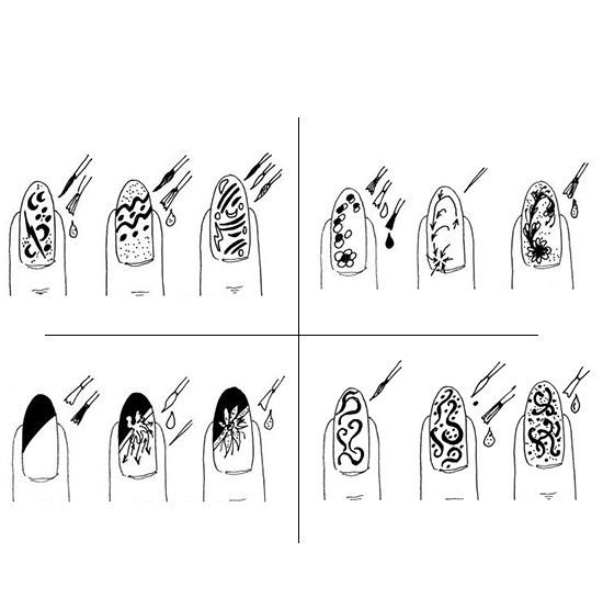 Узоры на ногтях схемы