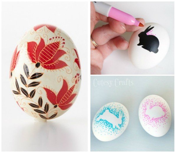 Разрисовать яйца маркером