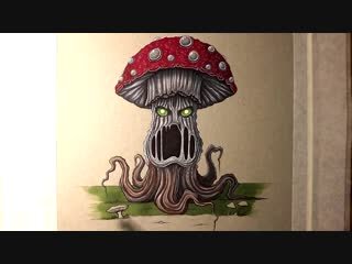 Мухомор скетч маркерами