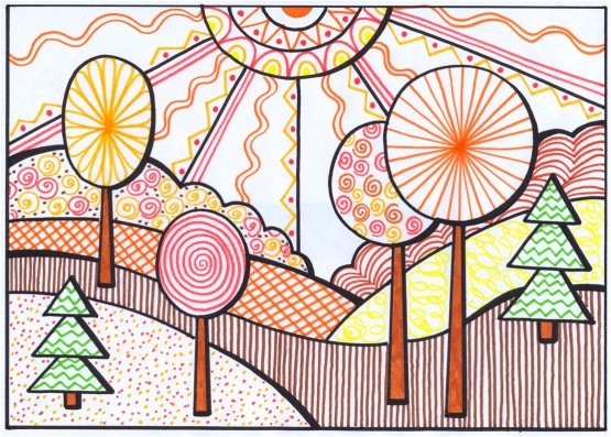 Графика цветными карандашами для детей