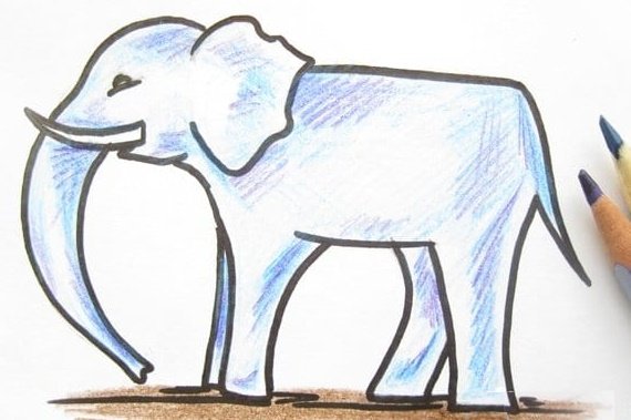 Рисунки фломастерами легкие слон